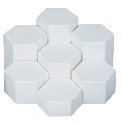 7-Piece Set Of Hexagonal Block Risers In Pearl, 1.75 - 5.75" h