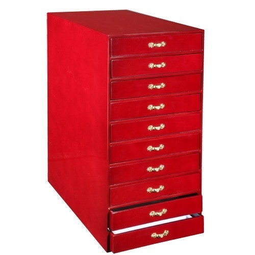 10-Drawer Tray Cabinets In Cherry, 15" L X 8.5" w