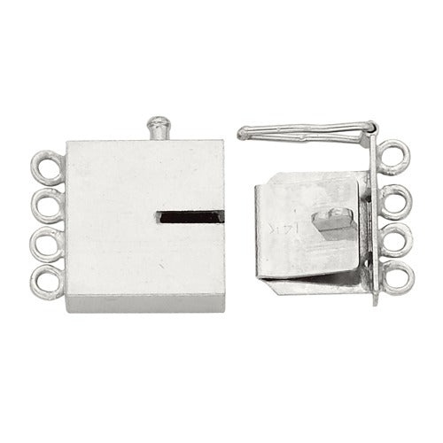 14K White Rectangle Closed Top Clasp W/ Link