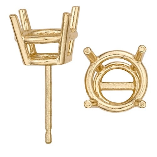 14K Yellow Round Double Wire Friction Back Earrings