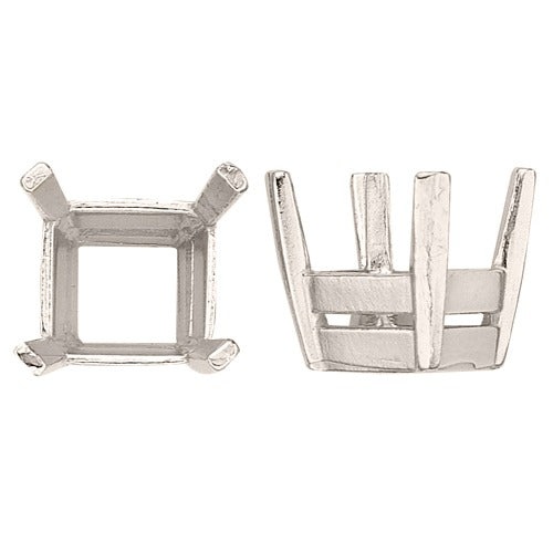 14K White Square Setting W/ Flat Prongs