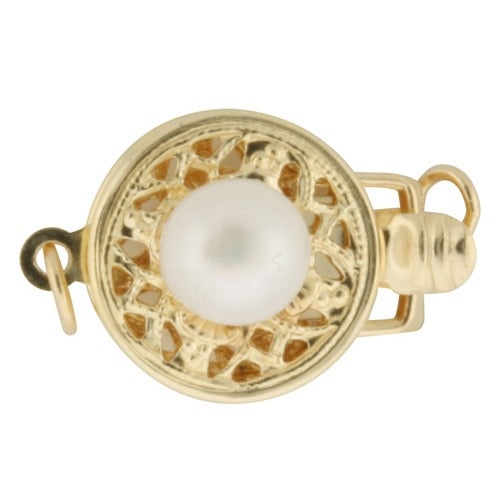 14K Yellow Single Strand Pearl Clasp W/ Pearl Necklace