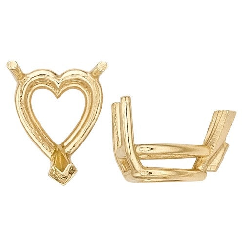 14K Yellow Heart Shape 3-Prong Double Wire Setting