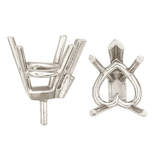 14K White Double Wire Heart Shape Setting W/ Peg