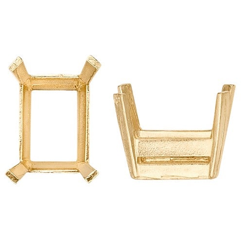14K Yellow Emerald Cut Double Wire with Flat Prongs