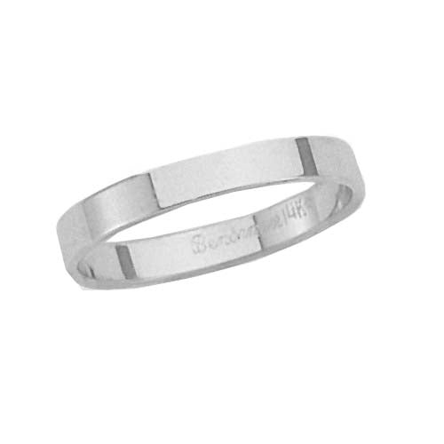 14K White Gold Flat Band 3 Mm