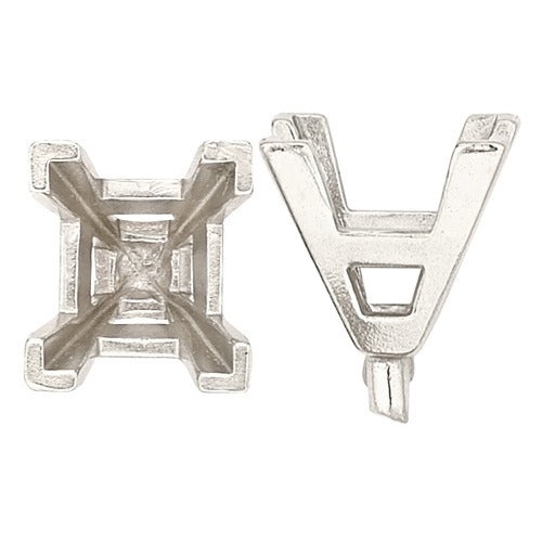 14K White Rectangular Setting W/ Peg
