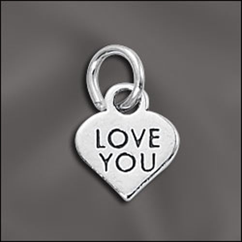 Sterling Silver Love You Message Charm