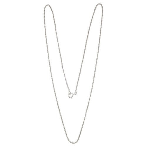 14K White 1.15Mm Carded Machine Rope Chain