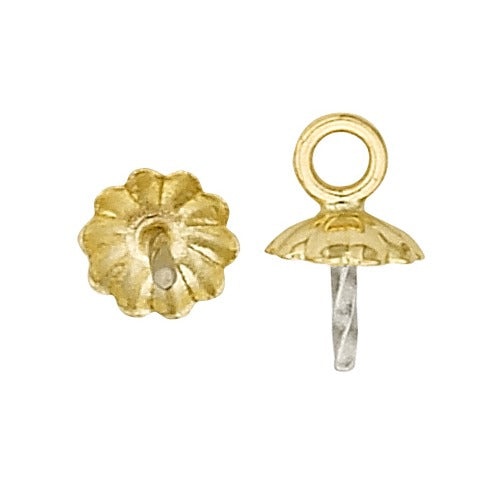14K Yellow Pearl Pendant, 4.45Mm Fluted Pad