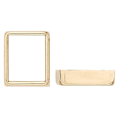 14K Yellow Gold Rectangle Bezel Non-Faceted