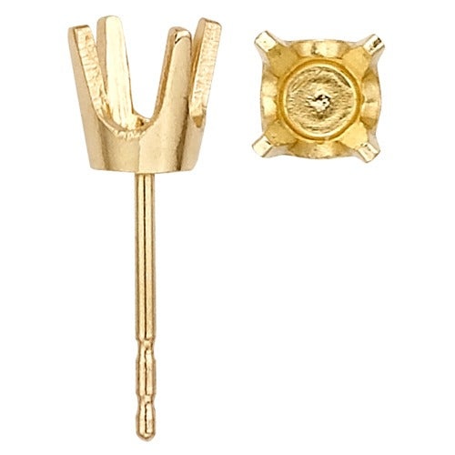 14K Yellow Round 4-Prong Earring with Double Notch