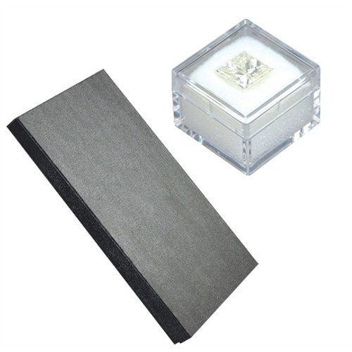 50 Acrylic Gem Jars with White Flat-Foam Inserts in Black Wood Trays