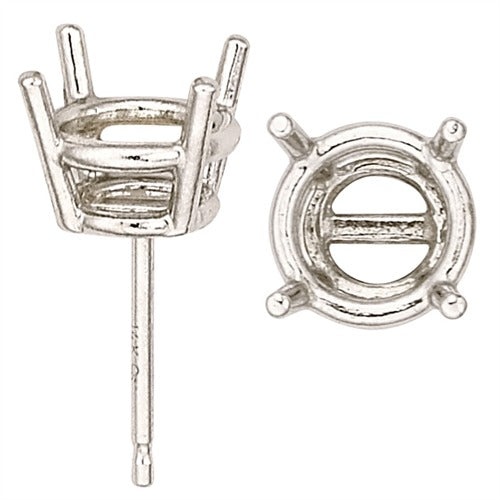 14K White Round Double Wire Friction Back Earring