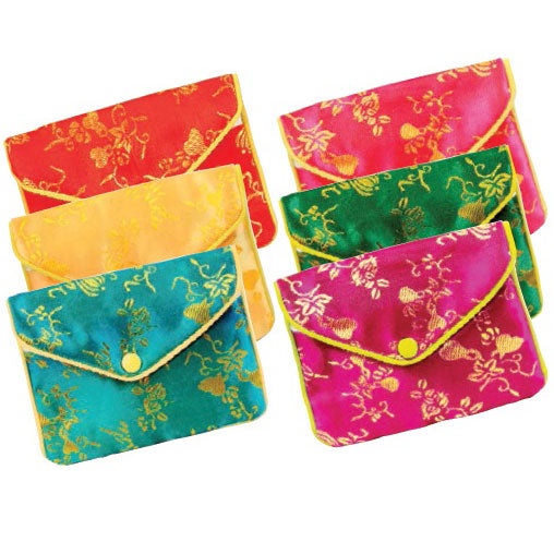 Buy Zippered Pouches in Assorted Brocades, Pk/12