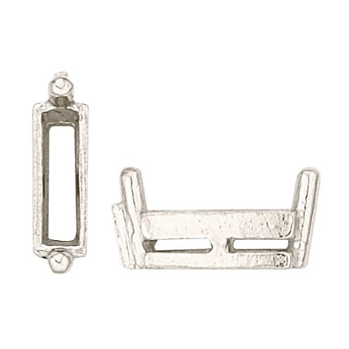 14K White Straight Baguette W/ Airline & Single Prong