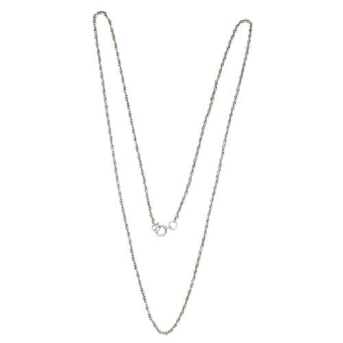 14K White 1.3Mm Carded Machine Rope Chain