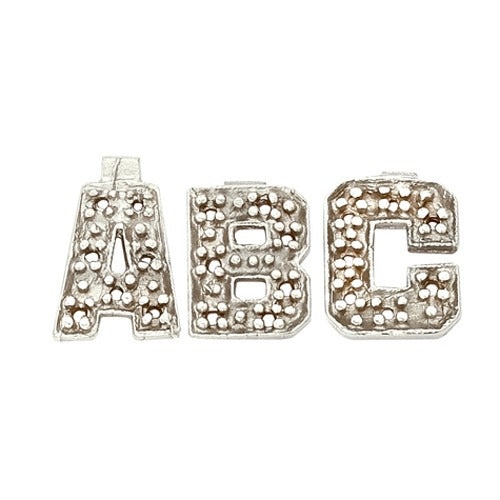 14K White Block Diamond Initial