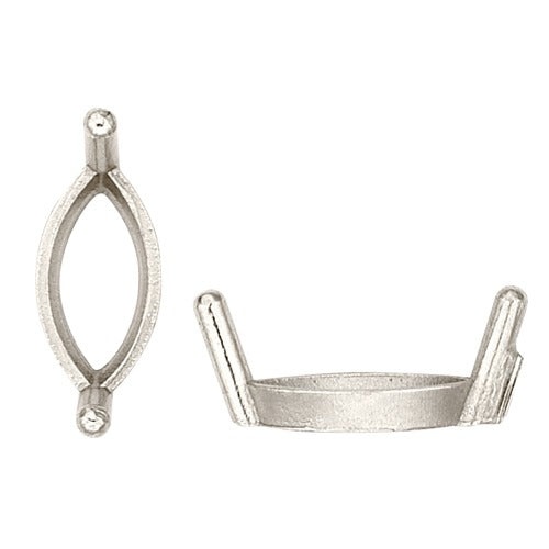 14K White 2-Round Prong Single-Wire Marquise Setting