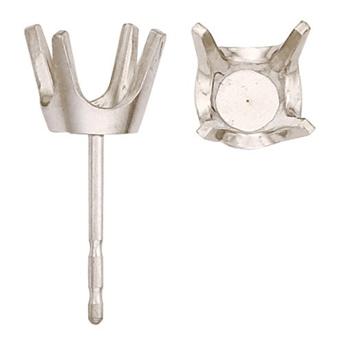 14K White 4-Prong Pre-Cut Light Friction Earring