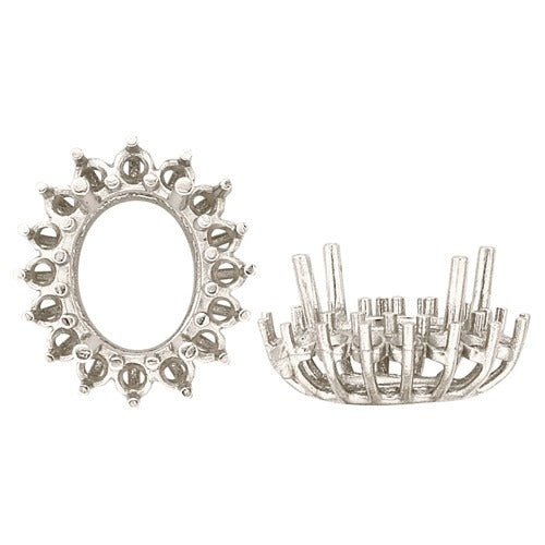 14K White Oval Cluster Setting