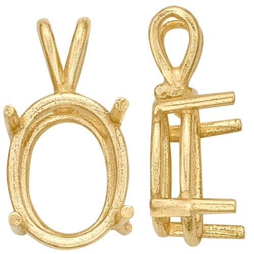 14K Yellow Oval Double Wire Pendant