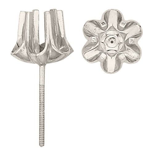 14K White 6-Prong Light Buttercup Screw Post
