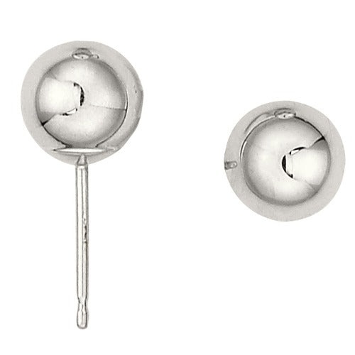 14K White Shiny Ball Earring with Friction Post