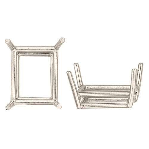 14K White Emerald Cut Double Wire Setting