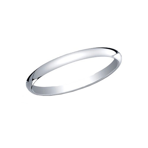 14K White Gold Half Round Band 2 Mm
