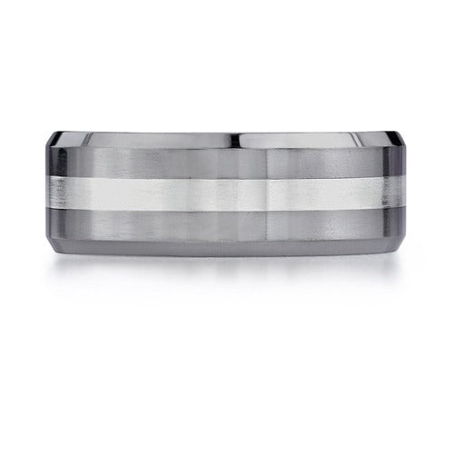 Tungsten & 18K White Gold Wedding Band 8 Mm Wide