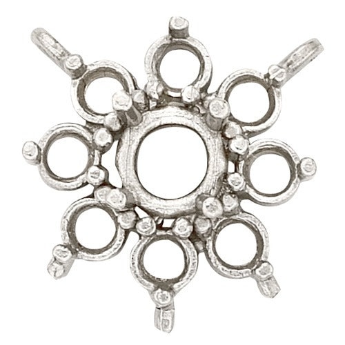 14K White Round Top Cluster Diamond Ring