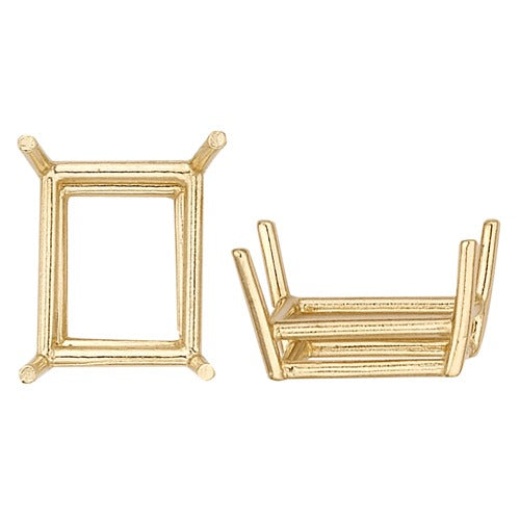 14K Yellow Emerald Cut Double Wire Setting