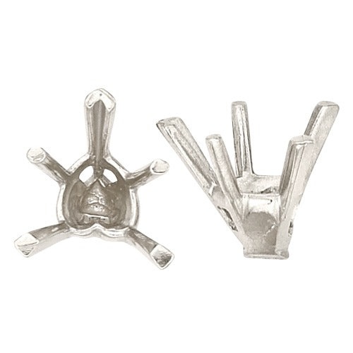 14K White Tapered 5-Prongs Heart Shape Center W/ Peg