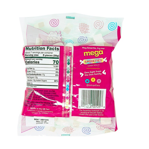 Smarties® Squashies® 12/5Oz - Soft Raspberry & Cream Foam Candy
