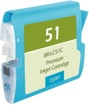 Brother OEM LC51C Compatible Inkjet Cartridge: Cyan, 400 Yield