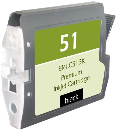 Brother OEM LC51BK Compatible Inkjet Cartridge: Black, 500 Yield