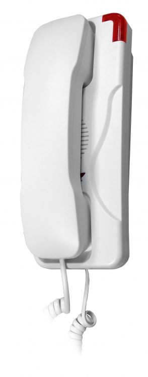 White Telephone+Red Indic. Bar. Mounts On Surface/Table/Desk With Cord And Plug Connector (White Color) Standard Keypad