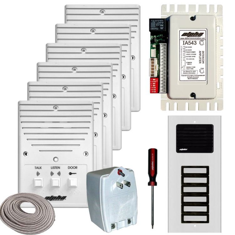 6- Unit Apt. Intercom Kit+Wire. Contains: 6- Is204a+ 1- Ia543 1- Es612/06 (+Box) + 1- Ss105b 1- S1 And 300' 12Wj (Coiled)