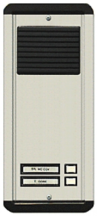 2 Plast Butt L/S Panel-Surf-Al. Mounts Right On Surface Of The Wall. Requires No Backbox. Has Plastic Buttons/Plastic Grille