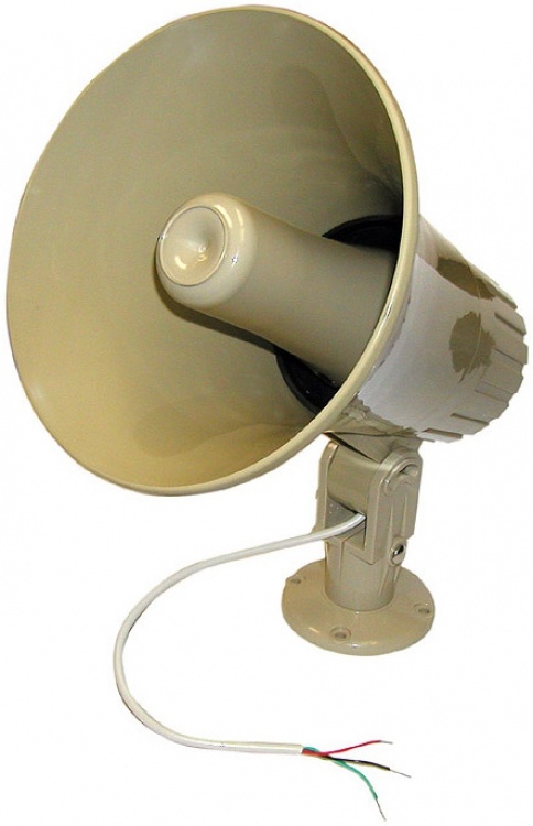 Paging Horn-16W--25/70V--8 Ohm. Tan Abs Plastic Casing Freq. Range 350-14000 Hz. (8 Watts In 25 Volt Mode)