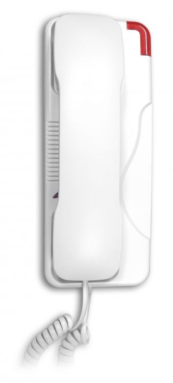 White Telephone+Red Indic. Bar. Mounts On Surface/Table/Desk With Cord And Plug Connector (White Color) Standard Keypad