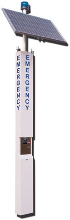 9' Tower--Cellular--145W Solar. White Finish With Blue Beacon Strobe And 145 Watt Photocell (Choose From Gsm Or Cdma)