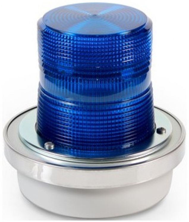 120Vac Flshng Strobe-Outd-Blue. For 1/2" Conduit Mount-Single Flash Type