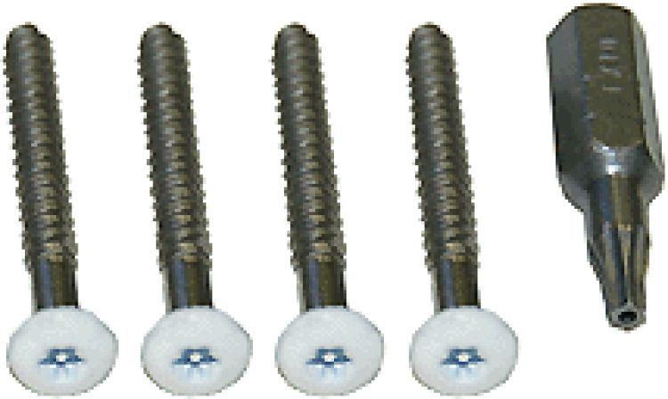 Panel Tamper Screws+Tool-White. Includes 4-Tamper Resistant Screws And 1-Screwdriver Tip