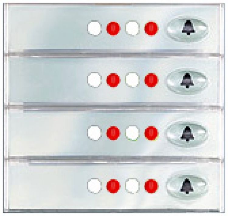 8 Stat. Led Room Status Module. Has 8-Room Status L.E.D. Sets Red/White (Double) Use With 'Mt' Series Frame(S)