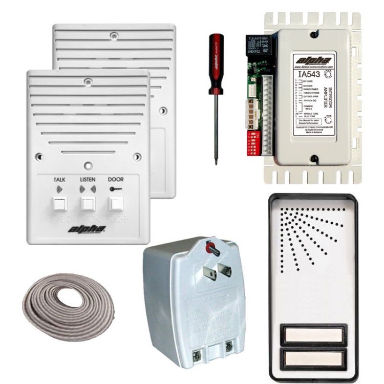 2- Unit Apt. Intercom Kit+Wire. Contains: 2- Is204a+ 1- Ia543 1- Es02s Panel + 1- Ss105b 1- S1 And 200' 3Prj (Coiled)