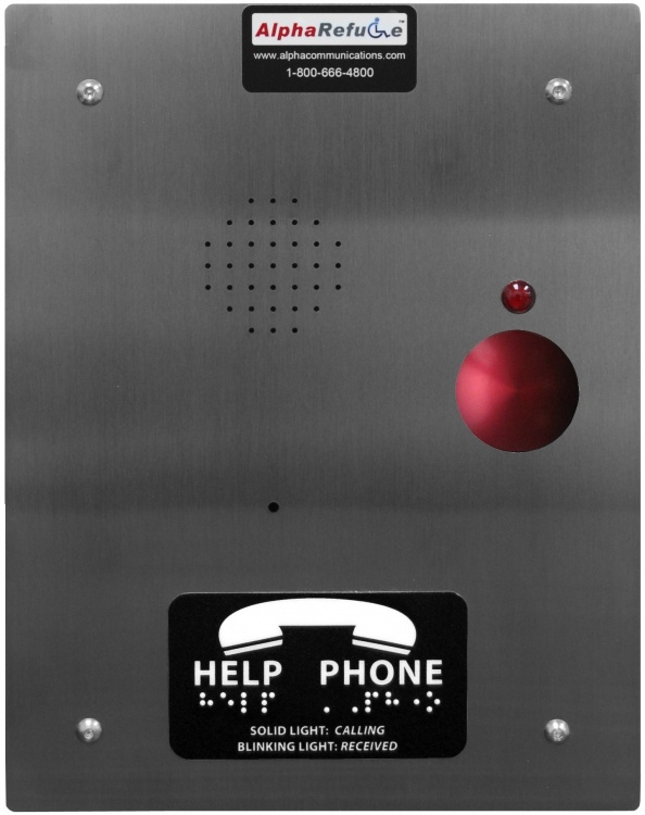 Stainless Steel Refuge Call Box With Mushroom Button For Alpharefuge 2100 Series. Flush, Stainless Steel Construction, Large Mushroom Call Button, Remote 24V Power