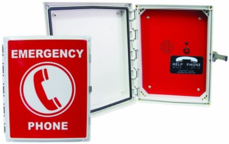 Econ Teleph Call Box-Spkph-Red. Red Finish In Nema 4 Water Tight Enclosure - Line Powered Has 1-Button Speaker Phone