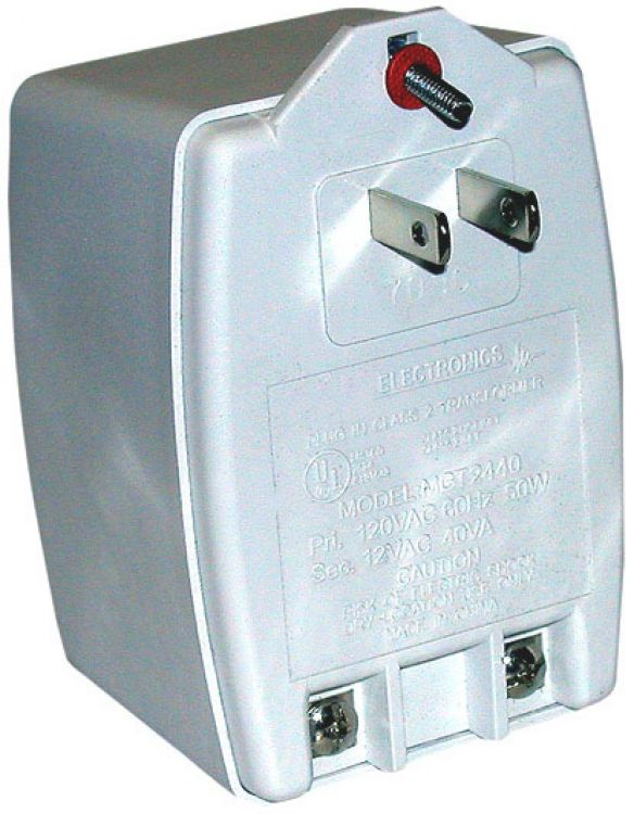 Plug-In Transformer-12Vac-40Va. Primary: 120 Vac Secondary: 12 Vac (40 Va) Ul/Csa Listed---For Indoor Use